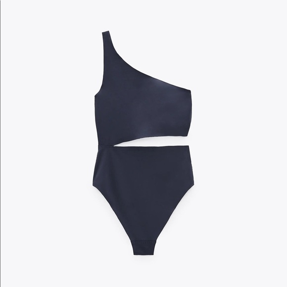 NWT. Zara Gray Cut-out Laser Cut Swimsuit. Size S. - Picture 7 of 12